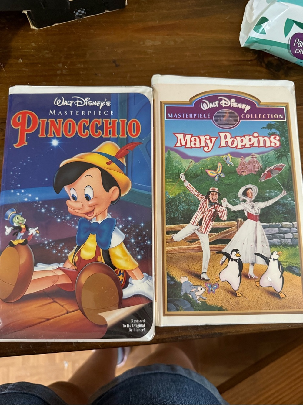 Disney Pinocchio & Mary Poppins VHS Set - Blue, White, Red, Yellow